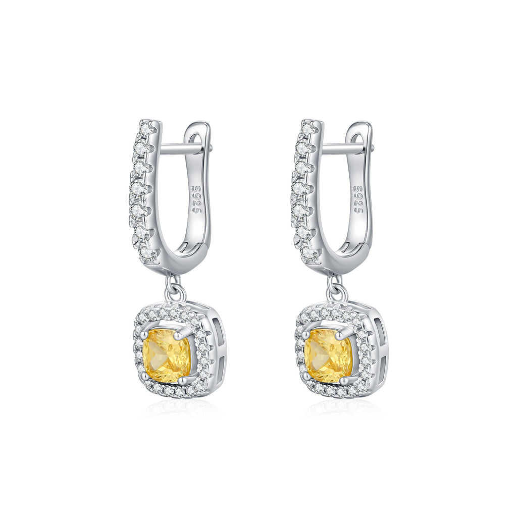 Elegant Fashion Square Sugar Cubic Zirconia Hoop Earrings 925 Sterling Silver for Women Simple Style 2025 New Trendy Jewelry Gift