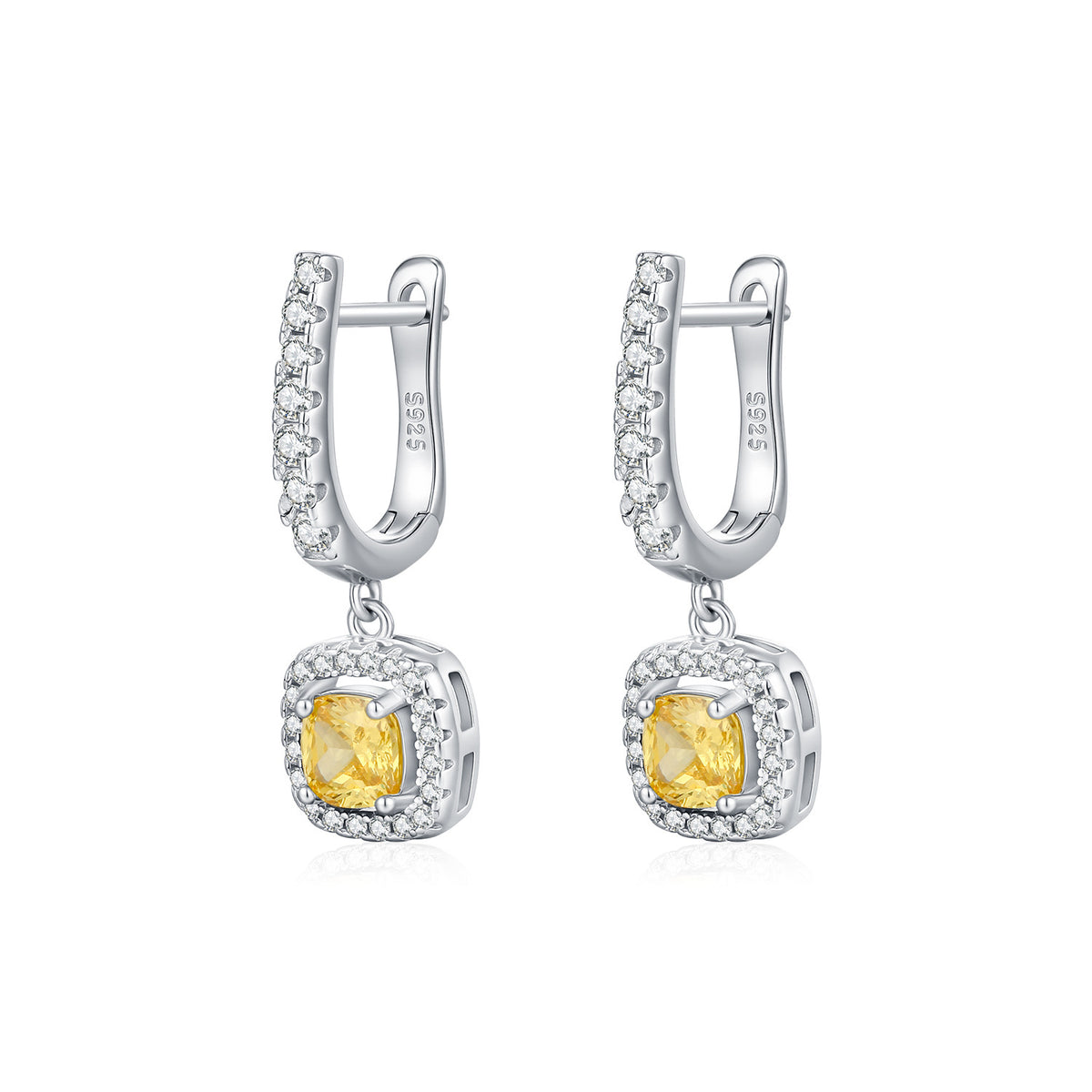 Elegant Fashion Square Sugar Cubic Zirconia Hoop Earrings 925 Sterling Silver for Women Simple Style 2025 New Trendy Jewelry Gift
