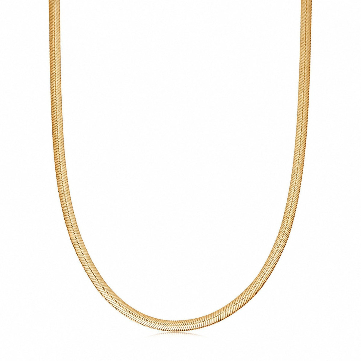 Minimalist Flat Herringbone Snake Chain Pure Metal 925 Sterling Silver Choker Necklace