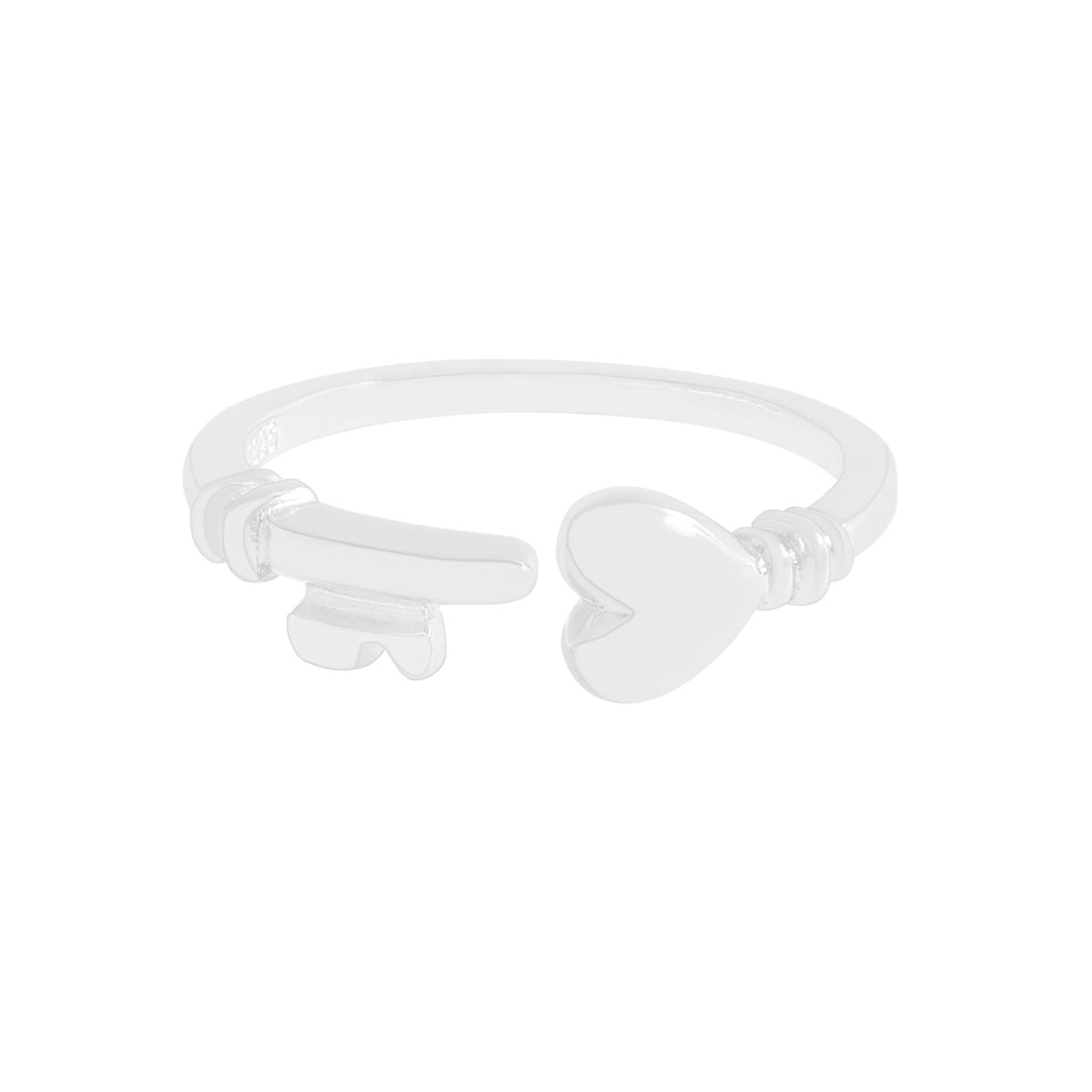 Honey Moon Gift Heart Lock Key 925 Sterling Silver Adjustable Ring