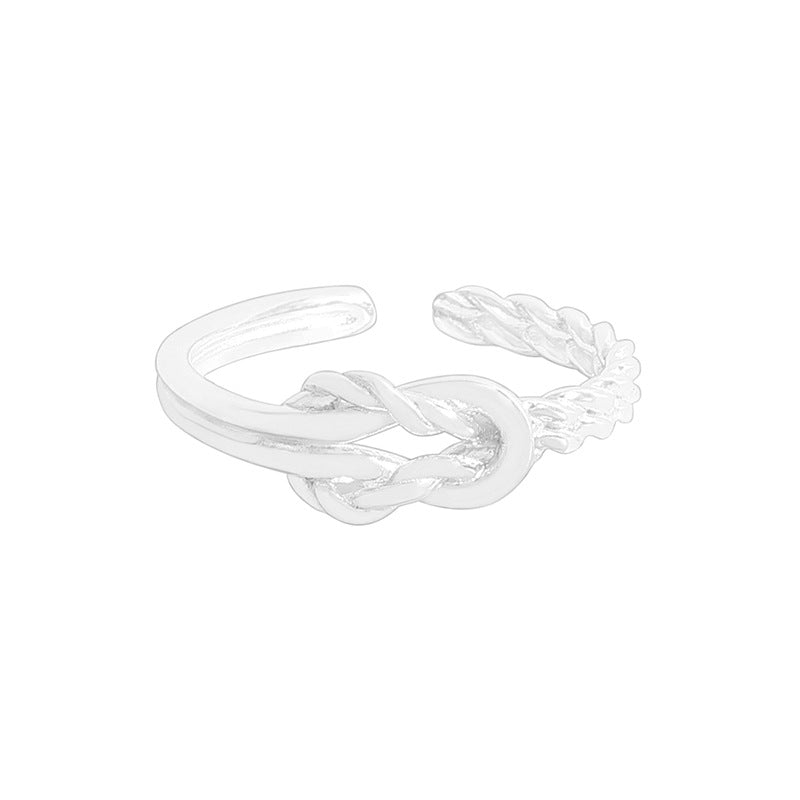 New Irregular Twisted Knot 925 Sterling Silver Adjustable Ring
