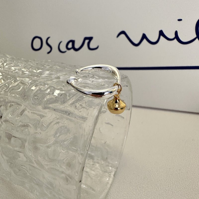 Adjustable Geometric Water Drop Design Round Ball Charm 925 Sterling Silver Fashion Ring