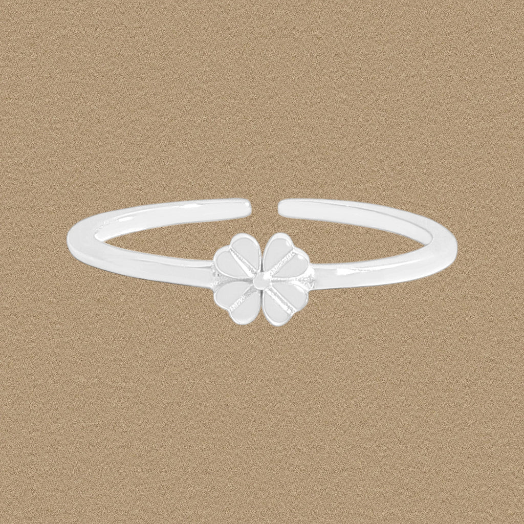 Women Cute Mini Flower 925 Sterling Silver Adjustable Ring
