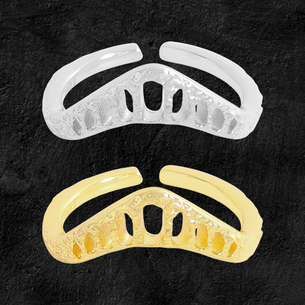 Causal Irrgular Hollow Crown 925 Sterling Silver Adjustable Ring