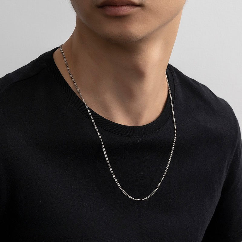 Geometric Hexagon Inspired Side Cut Links 925 Sterling Silver Cuban Link Chain Necklace