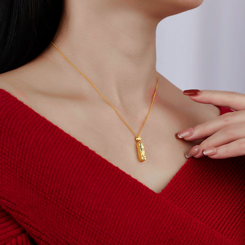 Women Modern Elegant Geometric Rectangular Bar Pendant 925 Sterling Silver Plated Chain Necklace
