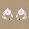 Beautiful Shell Flower CZ Garland 925 Sterling Silver Stud Earrings