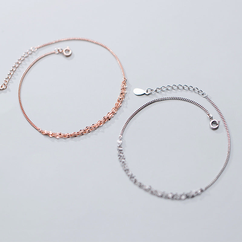 Simple Twisted Multi 925 Sterling Silver Strand Chain Anklet