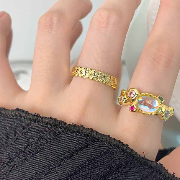 Minimalism Irregular Ice Pattern 925 Sterling Silver Adjustable Ring
