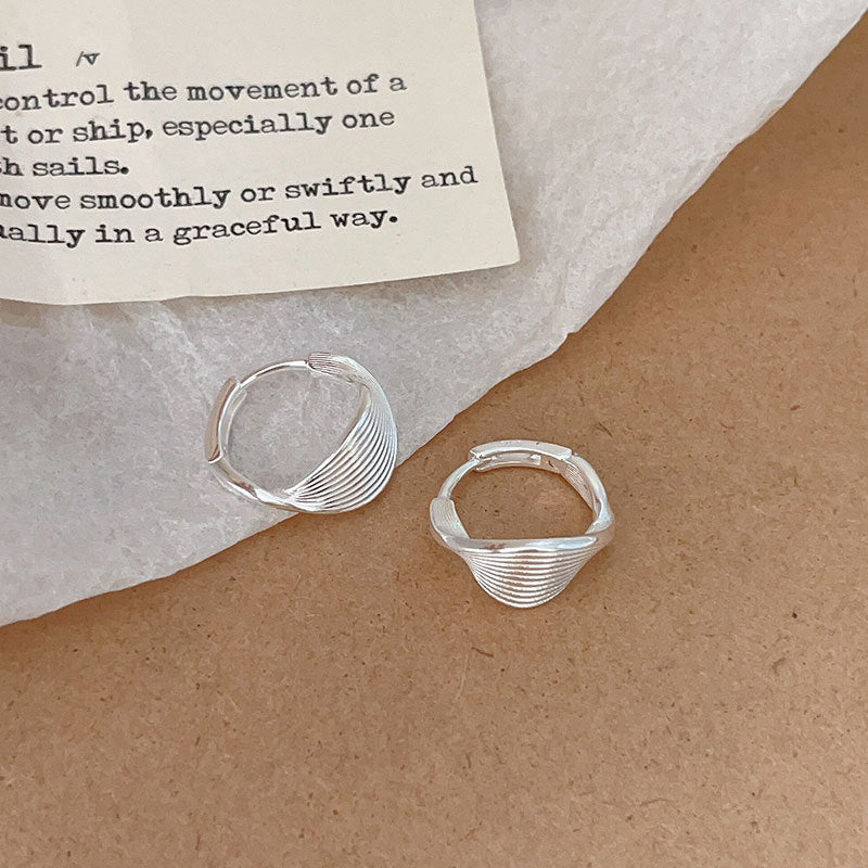 Elegant Women Twist Geometric Design 925 Sterling Silver Earrings