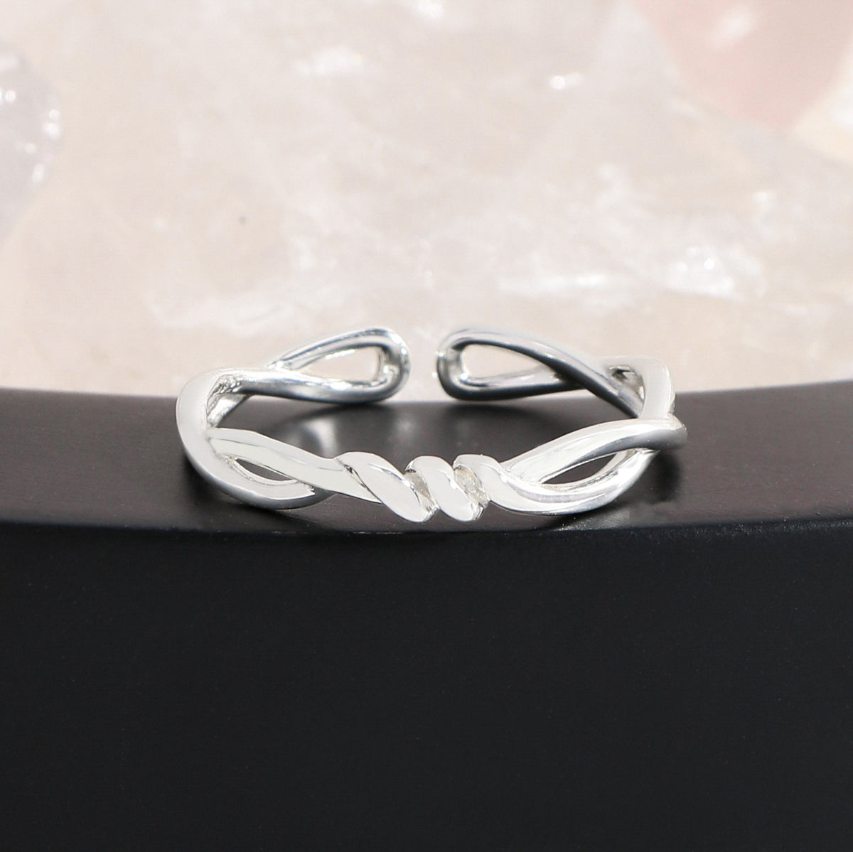 Simple Double Layers Twisted 925 Sterling Silver Adjustable Ring