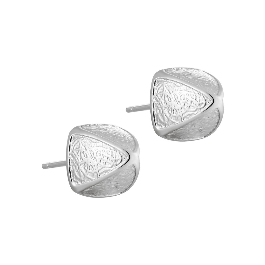 Geometry Irregular Triangular Pyramid 925 Sterling Silver Stud Earrings