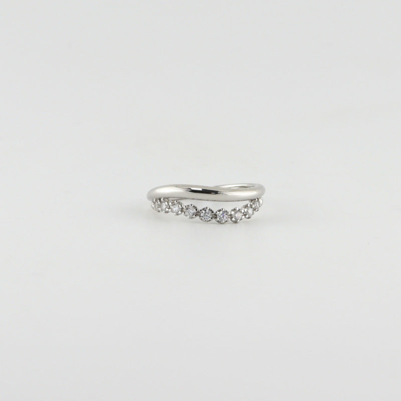 Geometric Design 925 Sterling Silver Cubic Zirconia Elegant Adjustable Open Ring