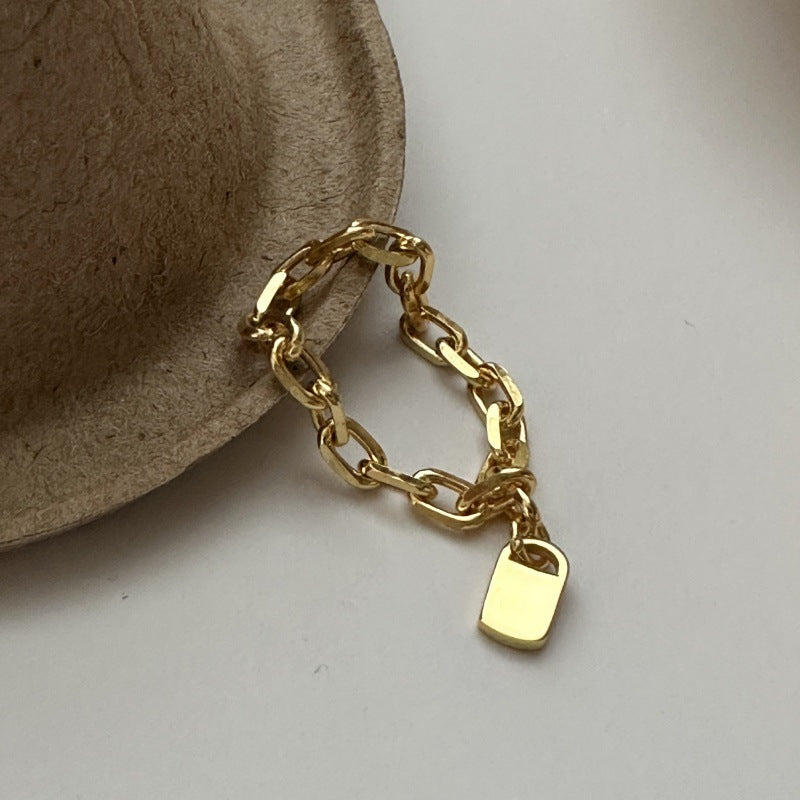 Minimalist Stackable Geometric Chain Link 925 Sterling Silver Ring