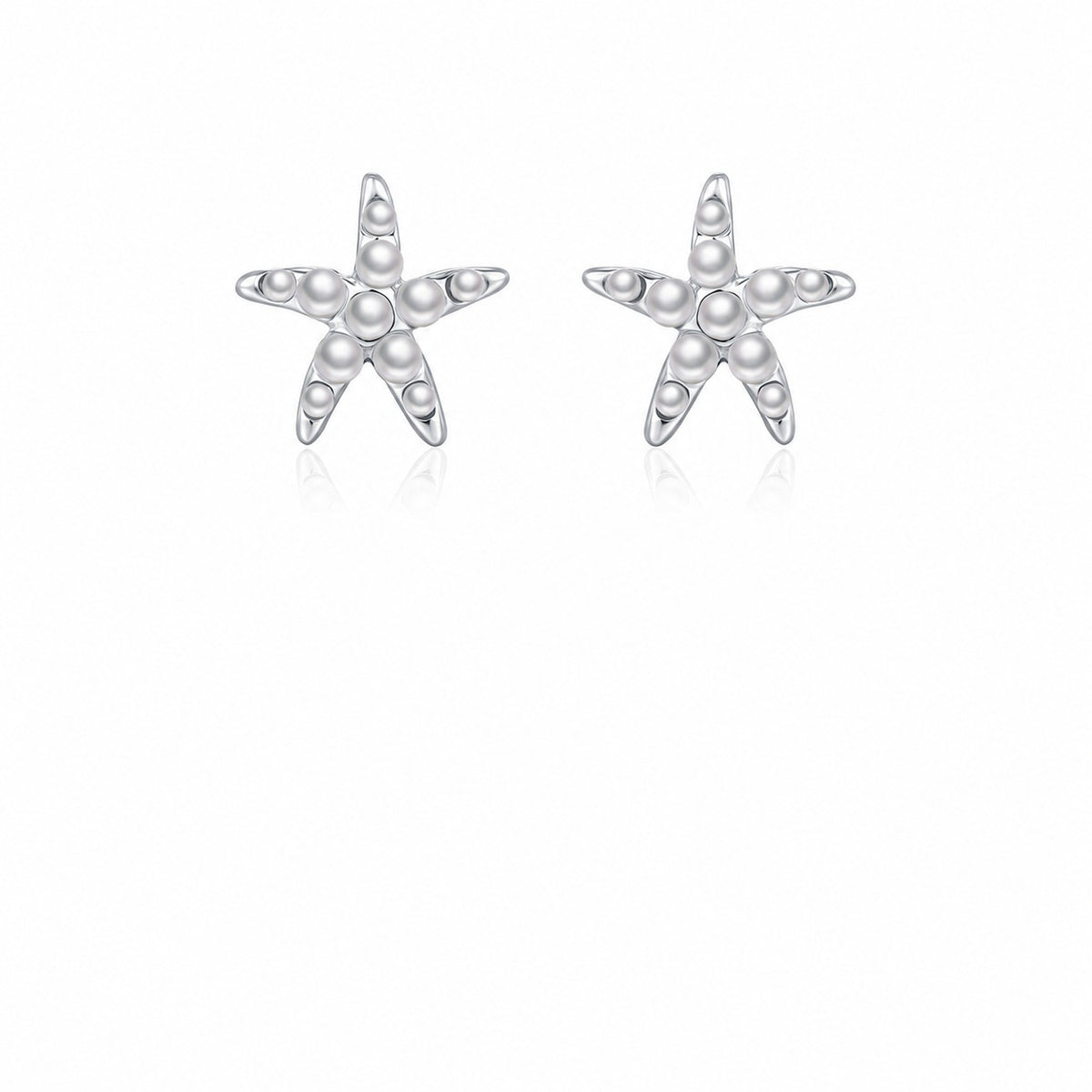 Pendientes de Plata Esterlina 925 con Estrella de Mar y Perla Delicada del Océano