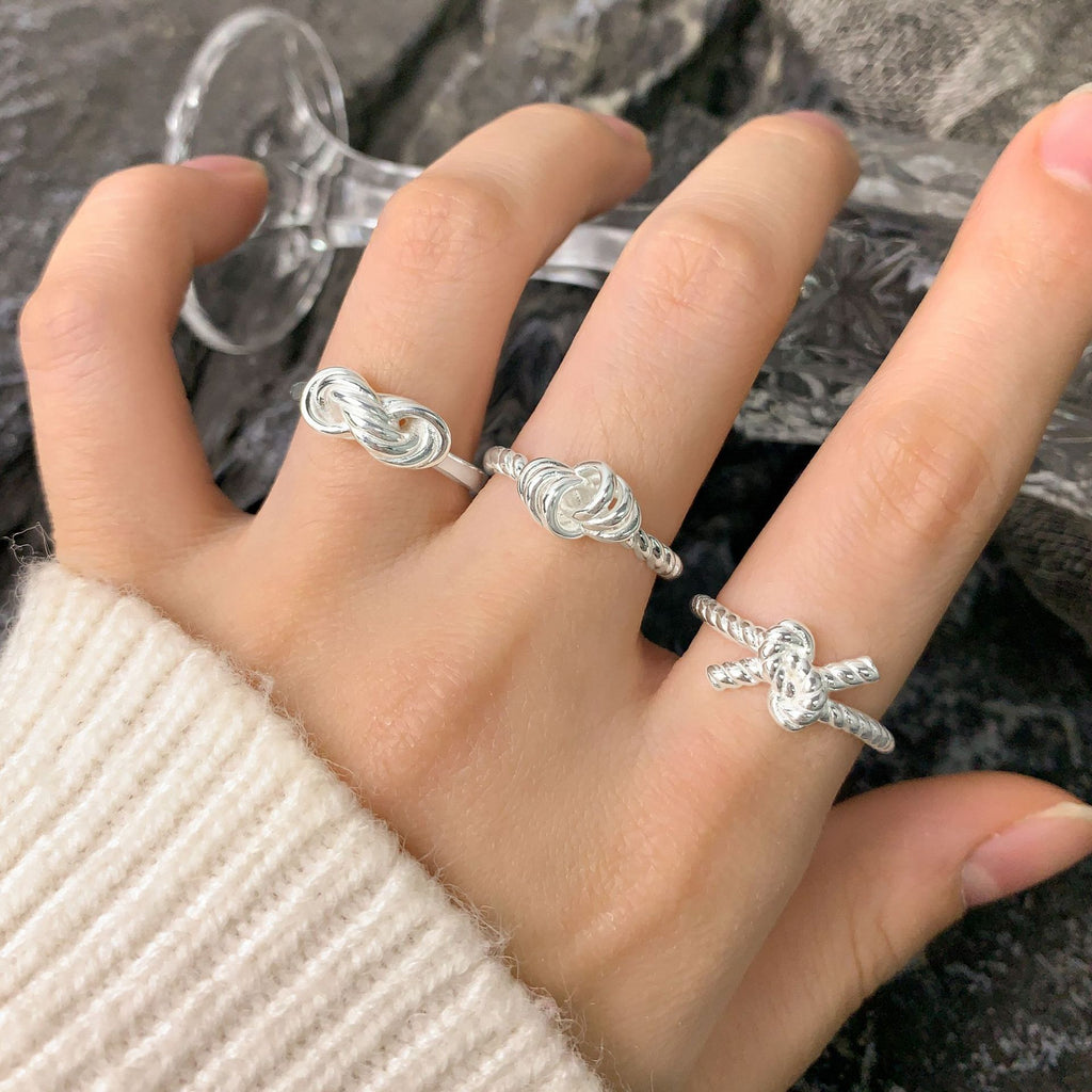 Fashion Irregular Twisted Knot 925 Sterling Silver Adjustable Ring