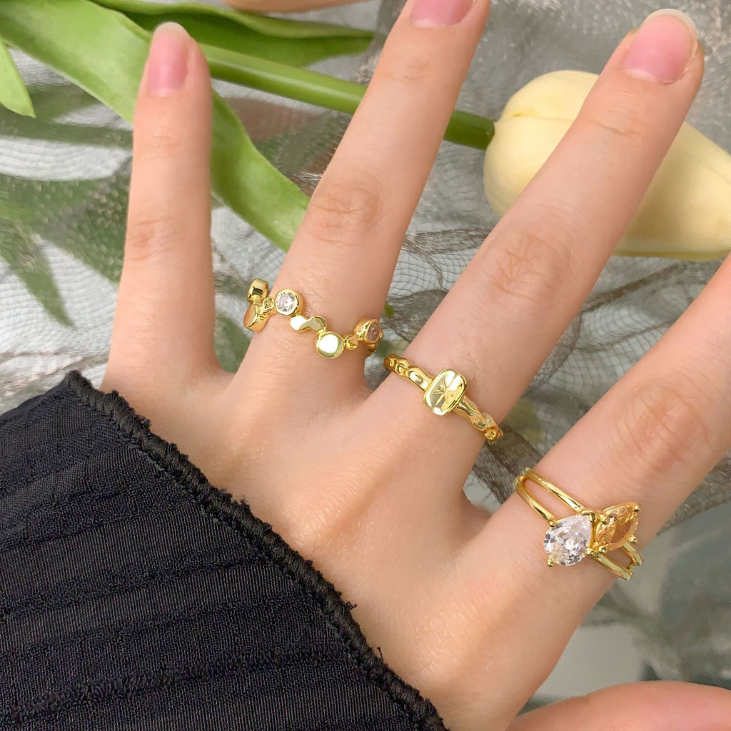 Casual Irregular Shining Starburst 925 Sterling Silver Adjustable Ring