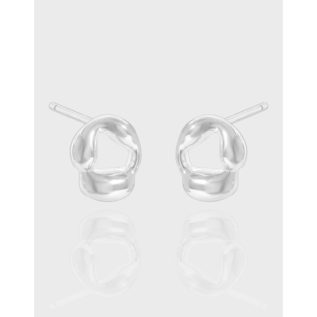 Women Elegant Modern Design Fashion Jewelry Geometric Heart Shape Minimalist 925 Sterling Silver Stud Earrings