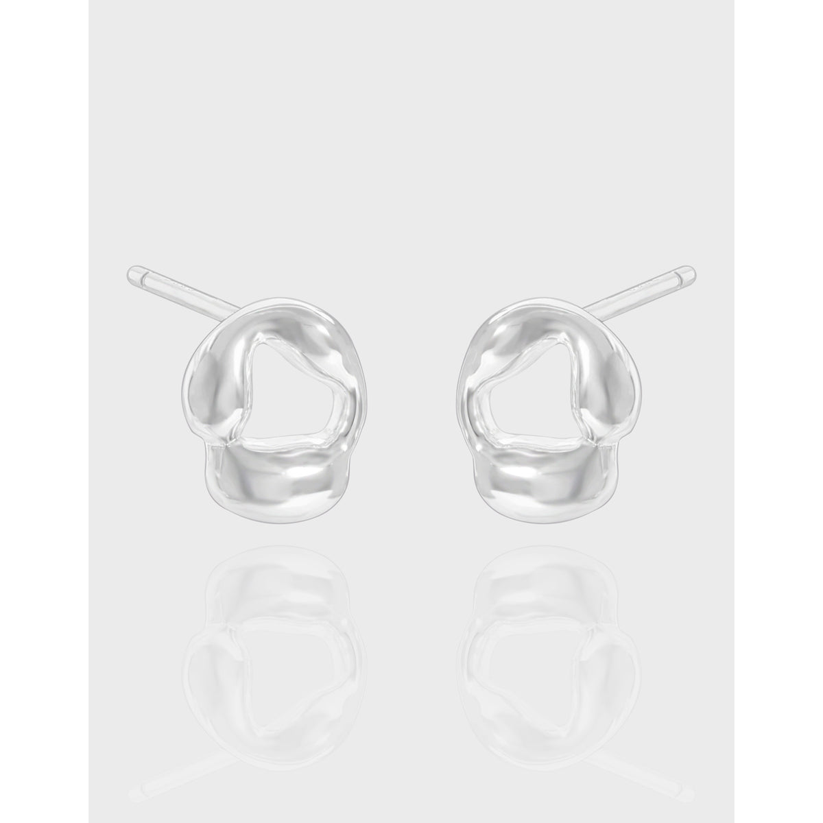 Women Elegant Modern Design Fashion Jewelry Geometric Heart Shape Minimalist 925 Sterling Silver Stud Earrings