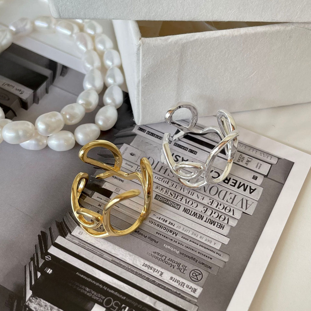 Elegant Heart Infinity Symbol Design 925 Sterling Silver Adjustable Ring