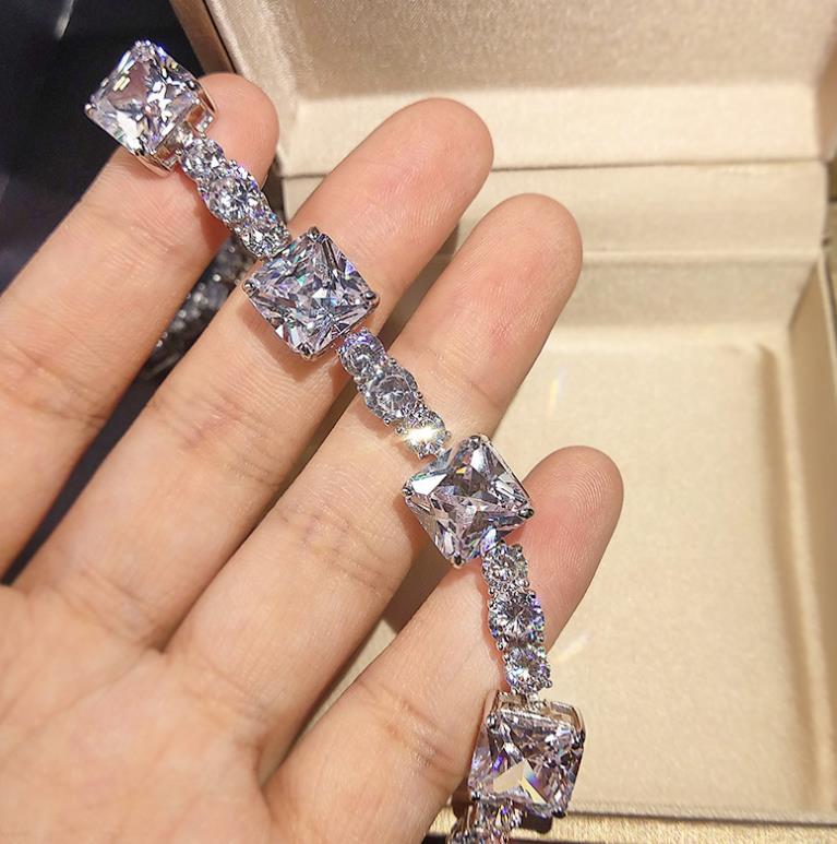 Collar de Plata Esterlina S925 con Cadena de Tenis y Zirconia Amarilla Corte Cojín, Colgante Cuadrado Sobredimensionado de 30 mm
