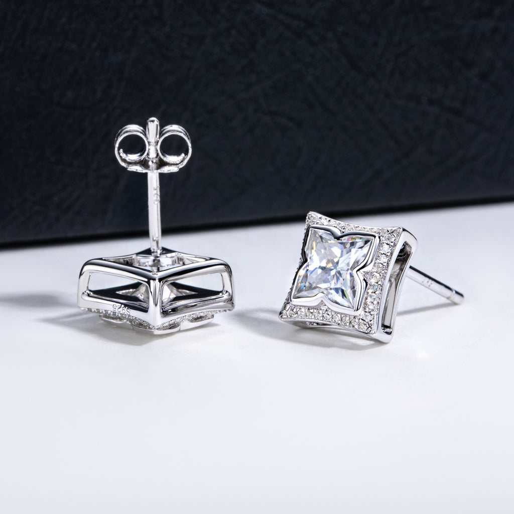 Mossanite S925 Sterling Silver Micro-Set Four-Leaf Clover Stud Earrings