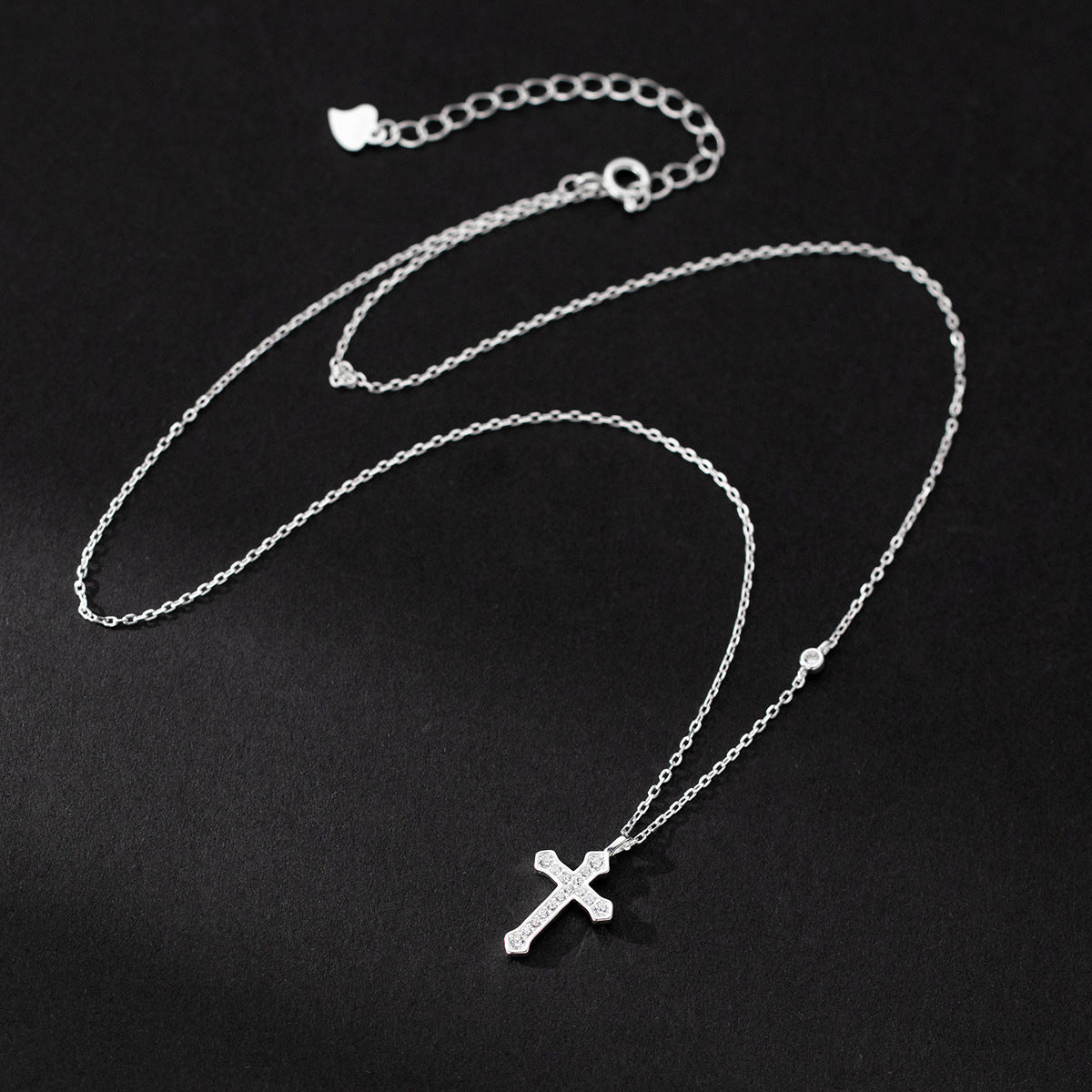Religious Cross Cubic Zirconia 925 Sterling Silver Necklace