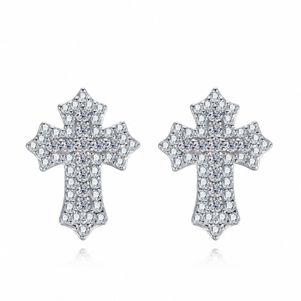 Cross Shaped Cubic Zirconia 925 Sterling Silver Earrings