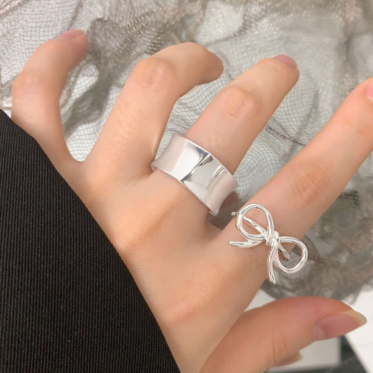 Men's Geometry Irregular Wide 925 Sterling Silver Adjustable Ring