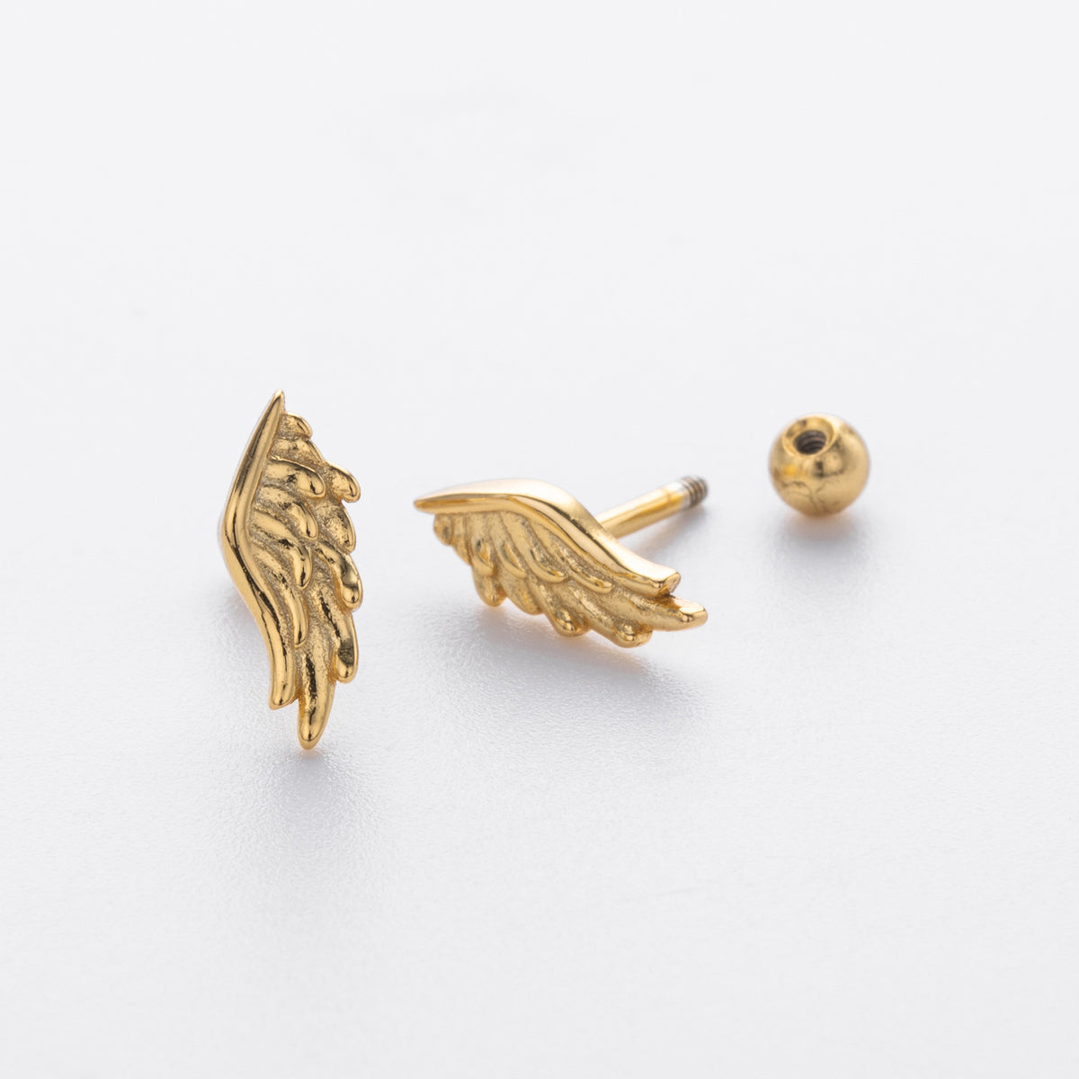 Modern 925 Sterling Silver Gold Plated Ideal Wing Design Stud Earrings