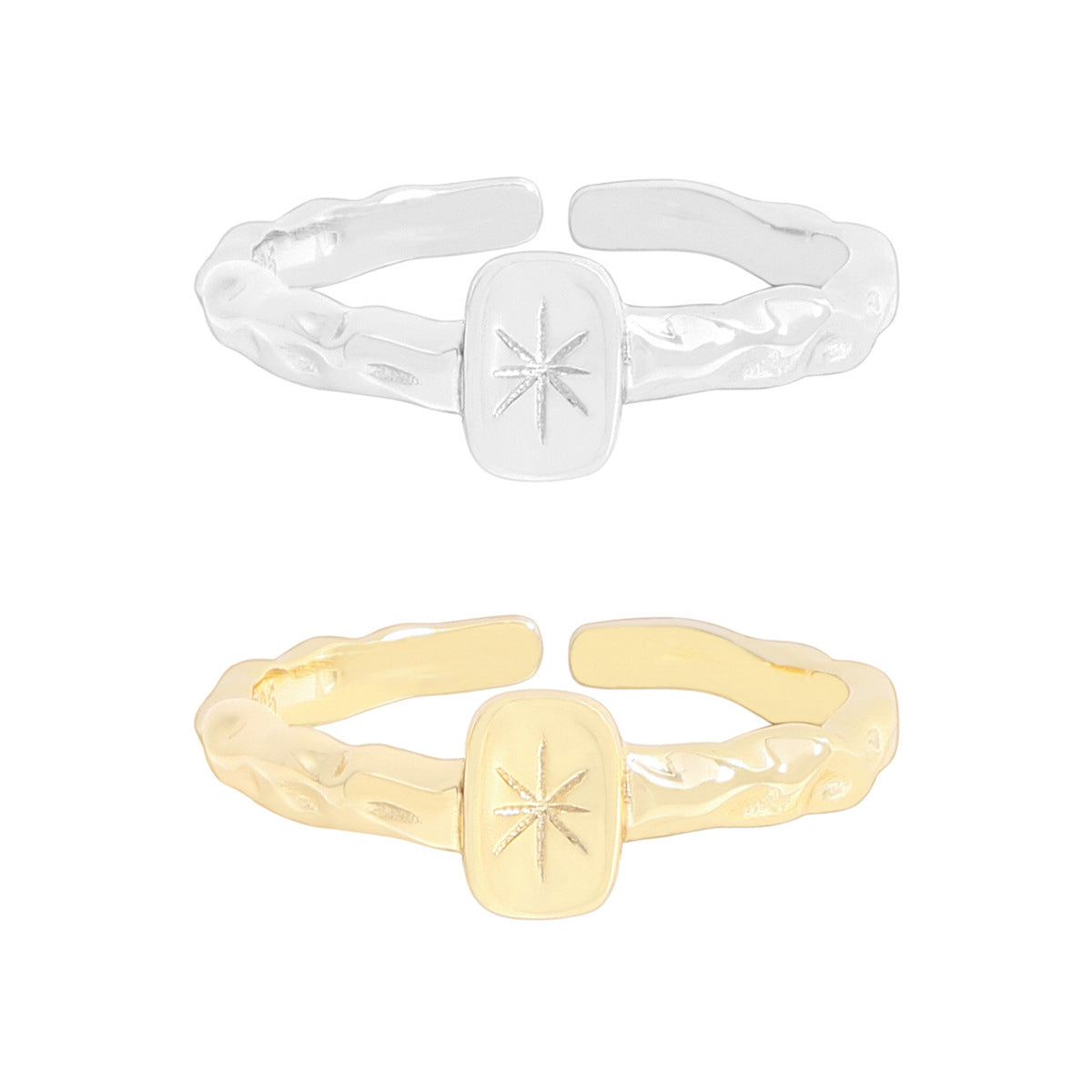 Casual Irregular Shining Starburst 925 Sterling Silver Adjustable Ring