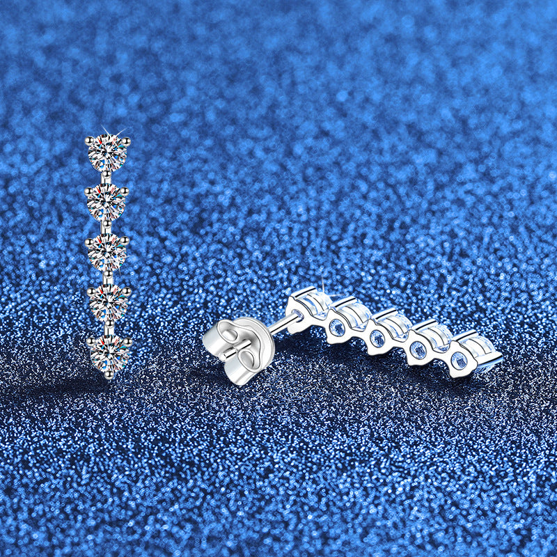Elegant Long Tassel Moissanite 925 Sterling Silver  Stud Earrings