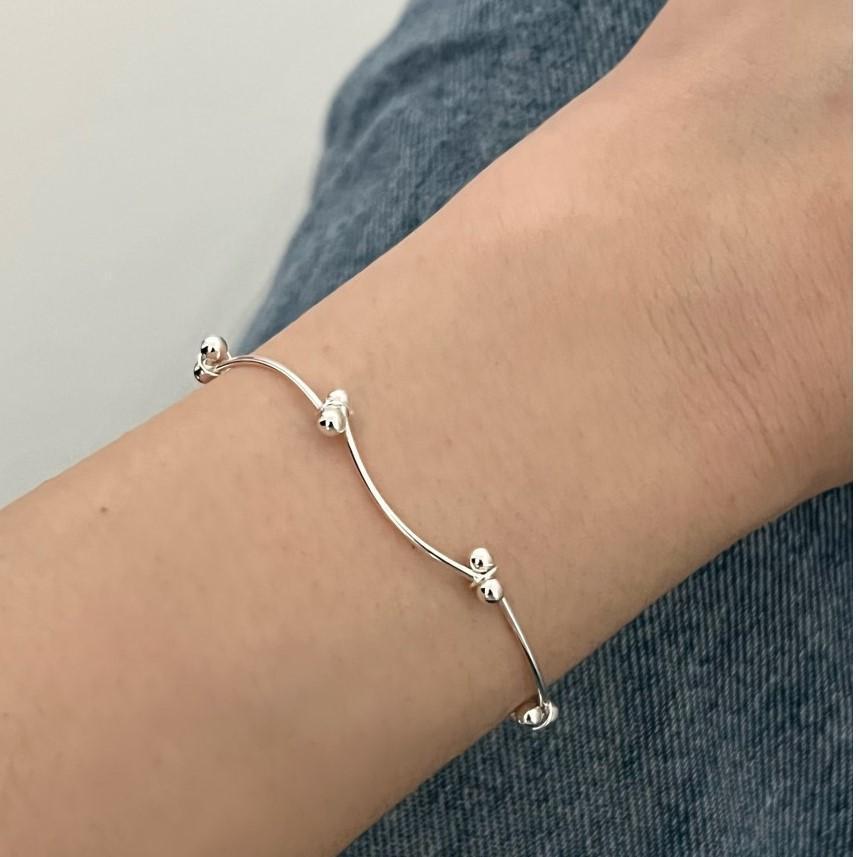 Office Irregular Beads 925 Sterling Silver Bracelet