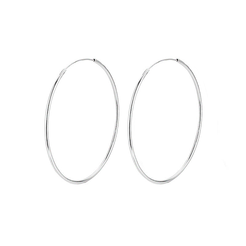 Minimalist Geometric Circle 925 Sterling Silver  Classic Round Hoop Earrings