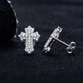 Cross Shaped Cubic Zirconia 925 Sterling Silver Earrings