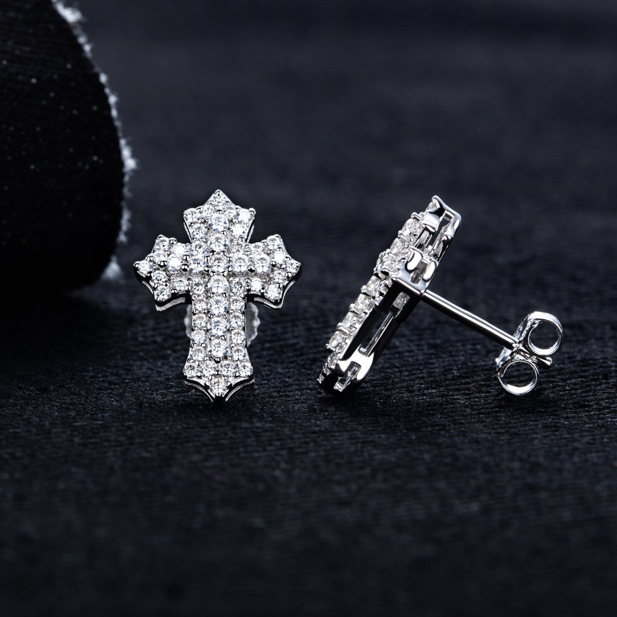Cross Shaped Cubic Zirconia 925 Sterling Silver Earrings