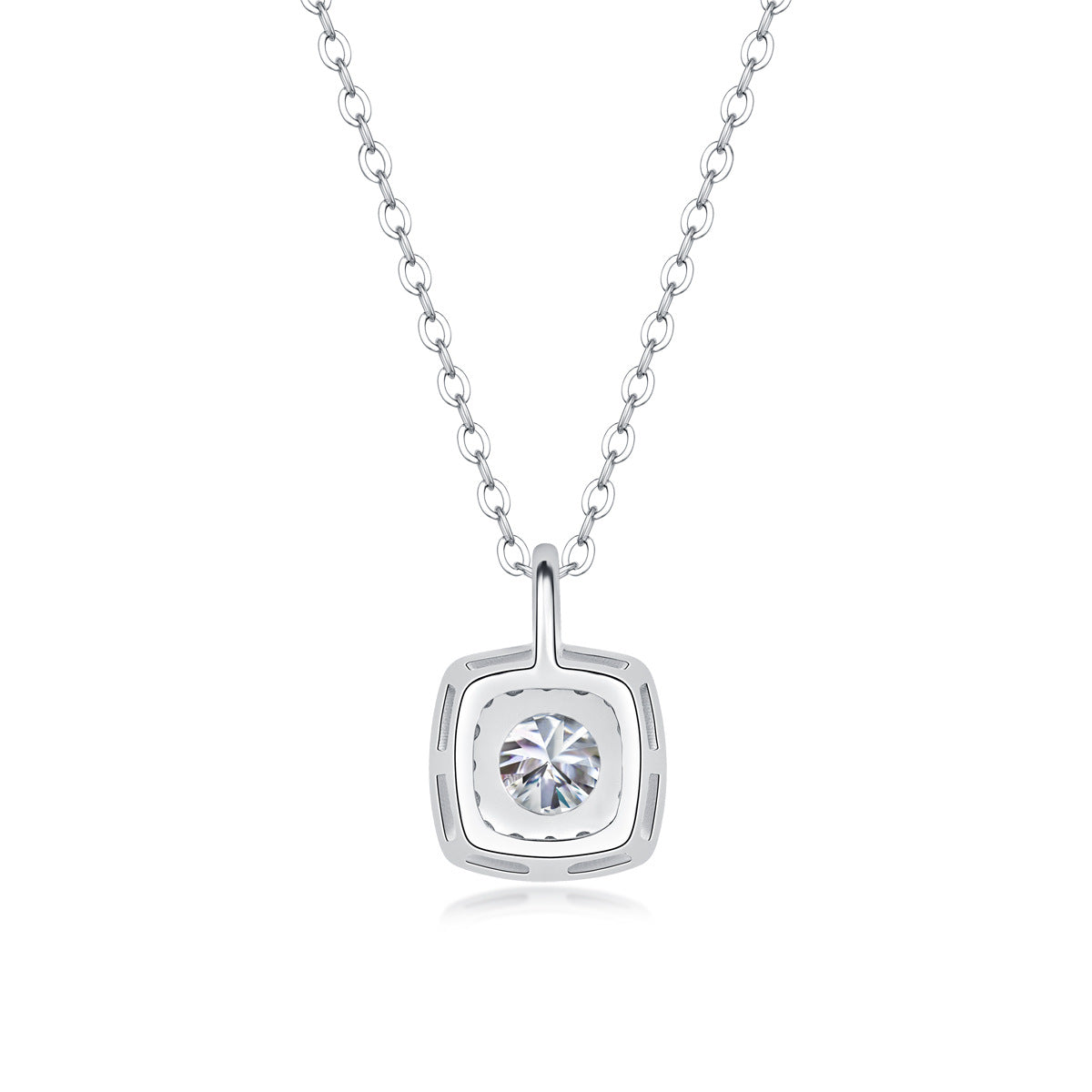 Elegant 925 Sterling Silver Chain Moissanite Geometric Pendant Necklace