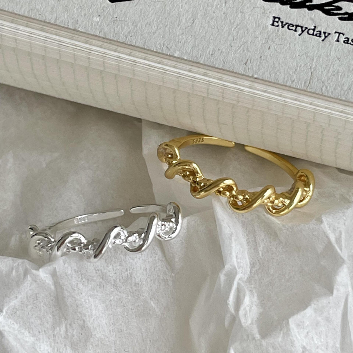 Office Simple Twisted 925 Sterling Silver Adjustable Ring