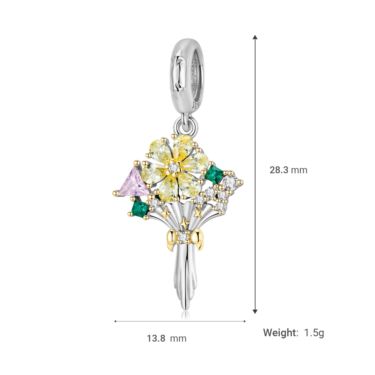 Romantic Bouquet Heart Creative DIY Bracelet Necklace Jewelry Accessories 925 Sterling Silver Bead Charm