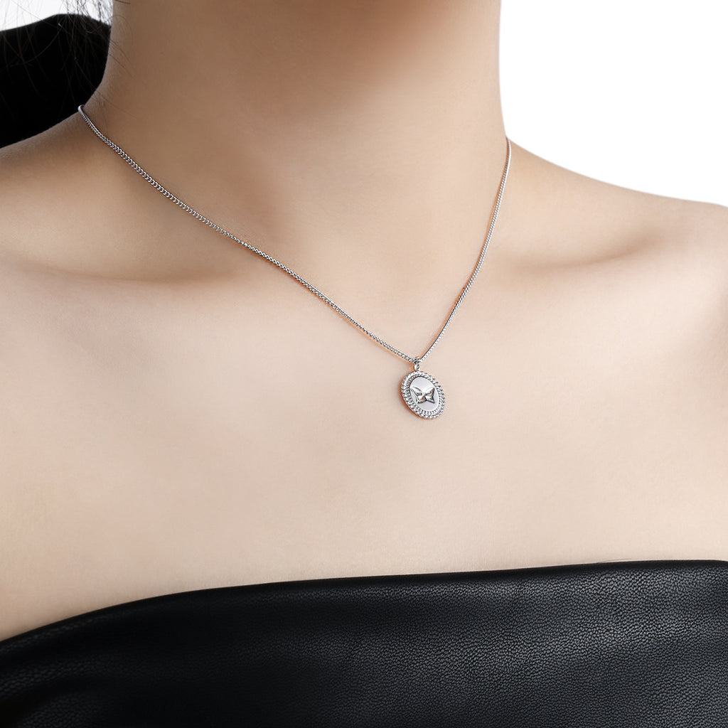 Anniversary Oval Butterfly Oval Signet 925 Sterling Silver Necklace