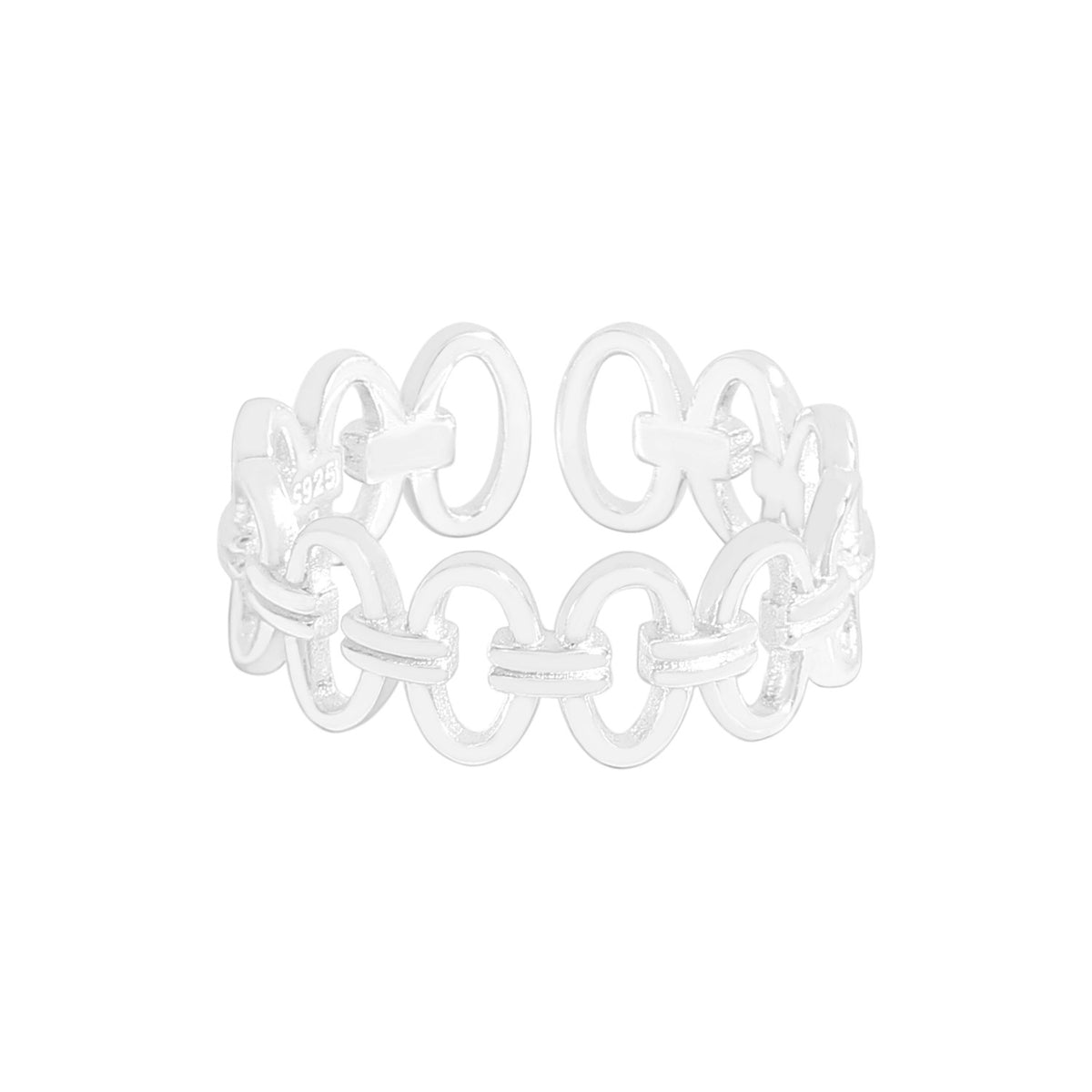 Office Hollow Round Circles 925 Sterling Silver Adjustable Ring