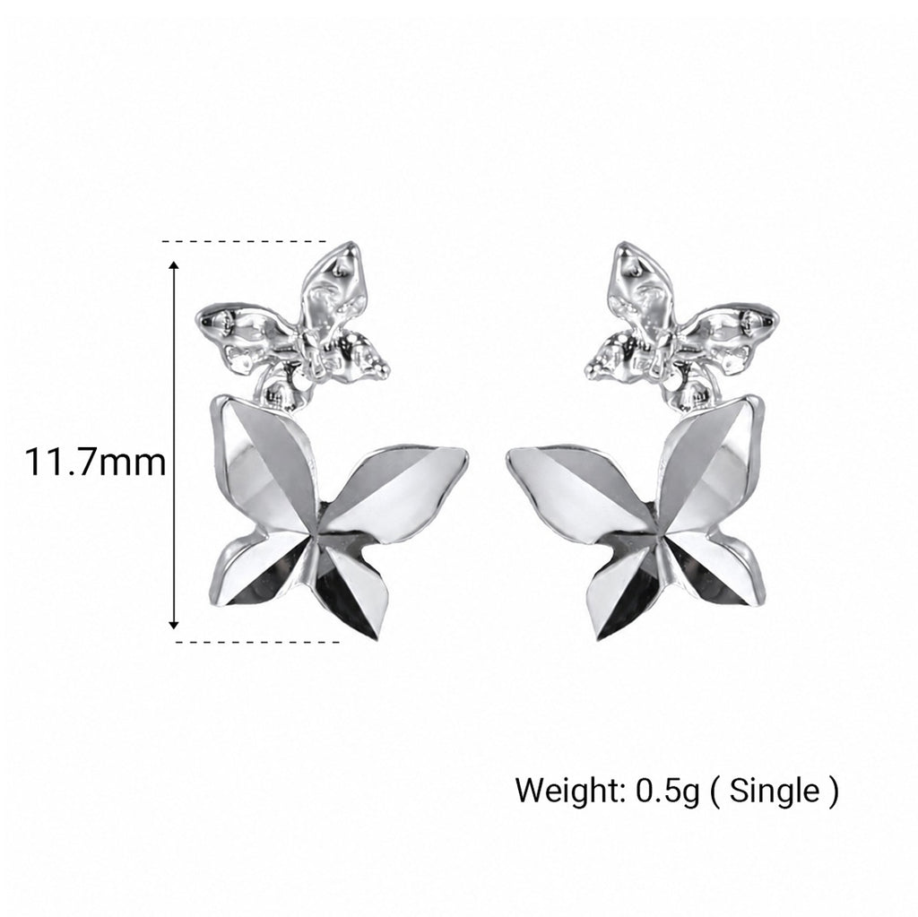 Elegant and Stylish Earrings Featuring a Multi Faceted Butterfly Silhouette in Minimalist 925 Sterling Silver Stud Earrings
