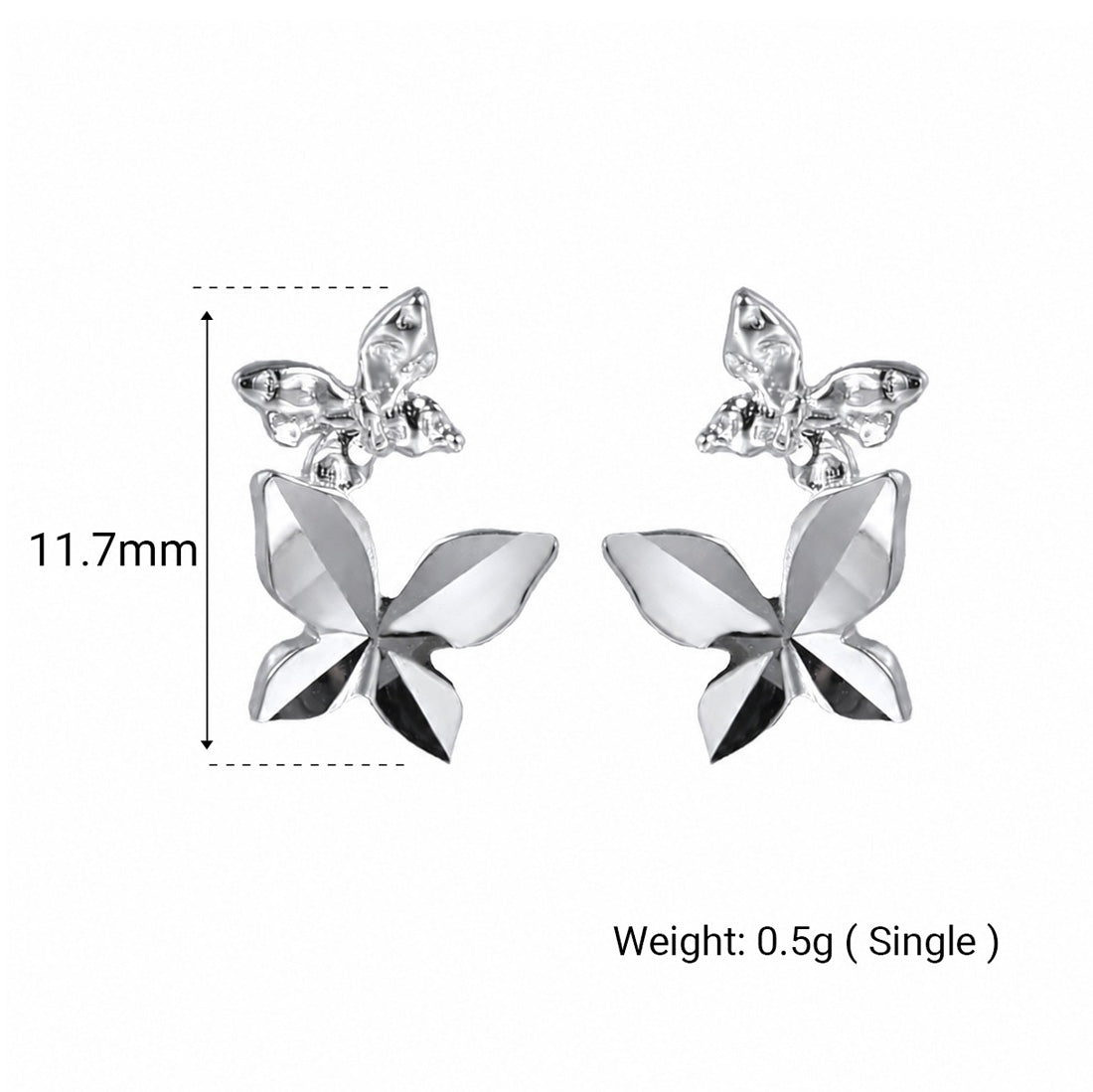 Elegant and Stylish Earrings Featuring a Multi Faceted Butterfly Silhouette in Minimalist 925 Sterling Silver Stud Earrings
