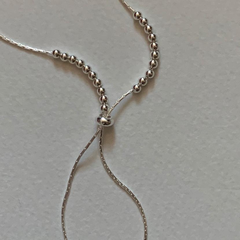 Fashion Round Beads Adjustable Tassels 925 Sterling Silver Necklace