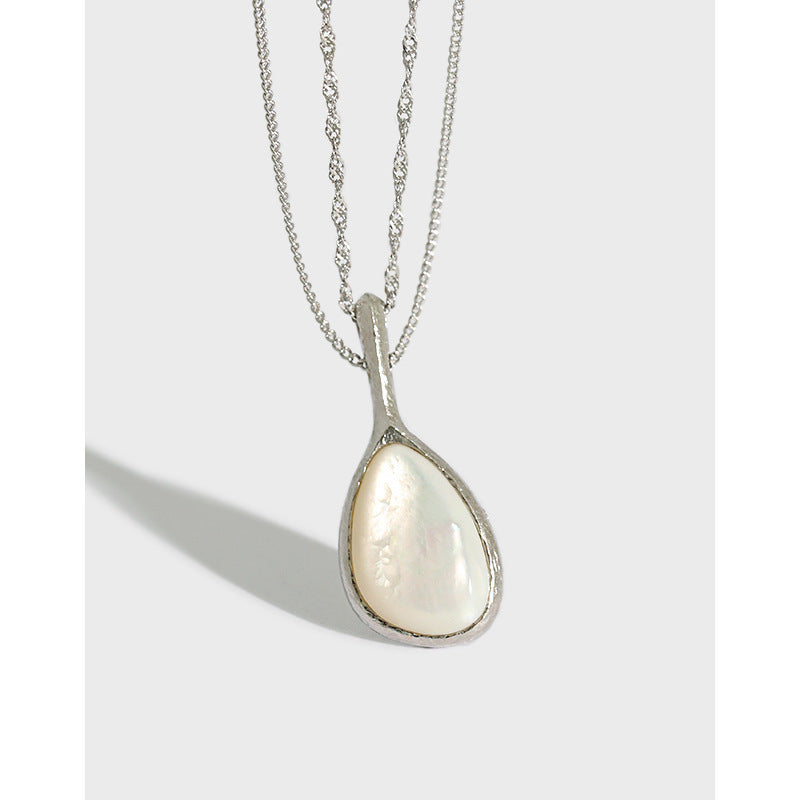 Teardrop Mother Of Pearl 925 Sterling Silver Pearl Long Pendant Necklace