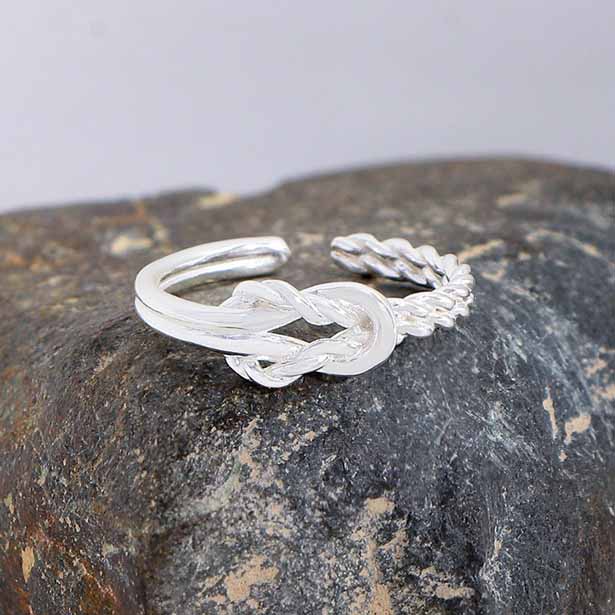 New Irregular Twisted Knot 925 Sterling Silver Adjustable Ring