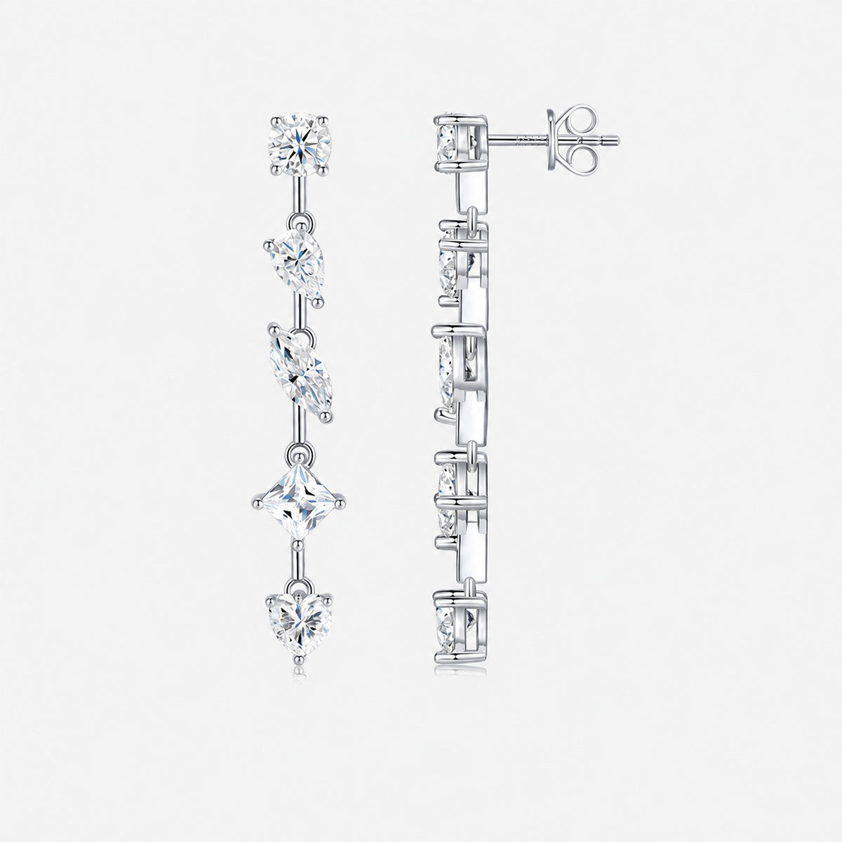 Moissanite Long Drop Earrings 925 Sterling Silver Pear Shape And Multi Shape Dangle Earrings For Women Elegant Fashion Wedding Party Anniversary Gift Fine Jewelry