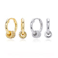Modern Circle Design Elegant Geometric Cubic Zirconia Gold and Silver Tone 925 Sterling Silver Earrings