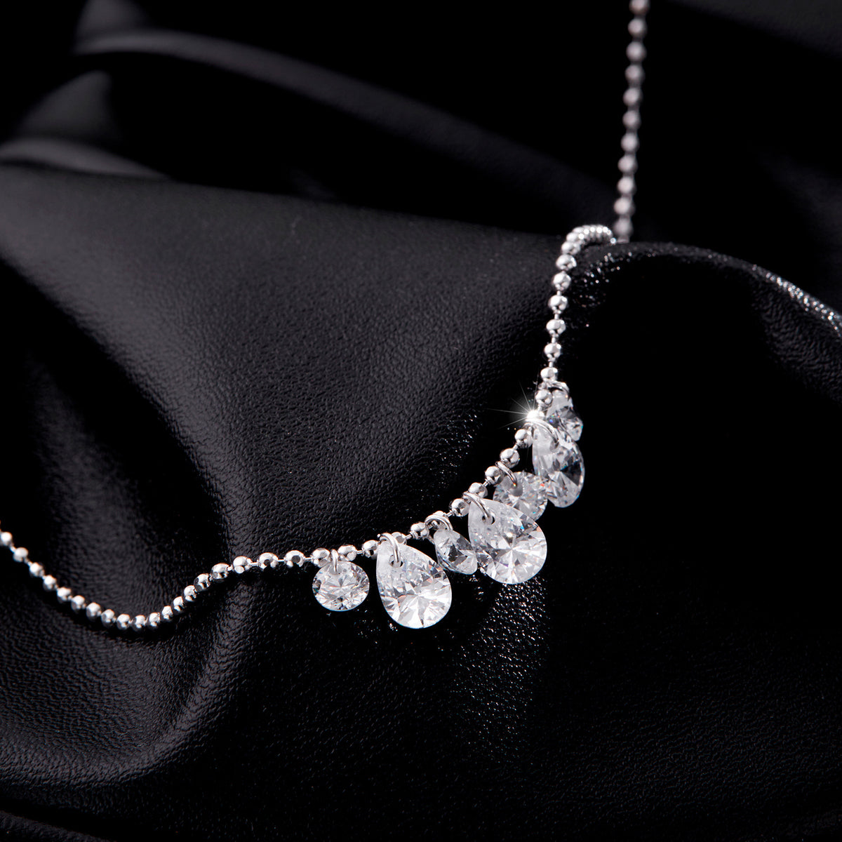 Water Drop Cubic Zirconia Elegant Fashion Necklace with 925 Sterling Silver Chain for Women, Simple Style Jewelry Gift RHN1831 Winter 2024