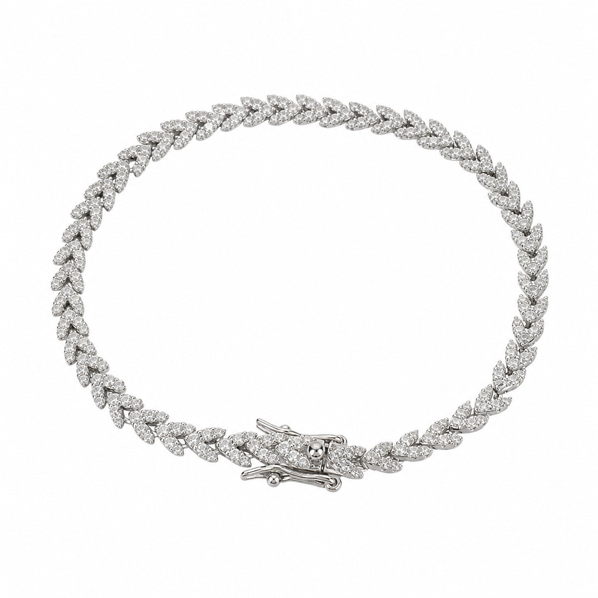 Pulsera versátil de plata de ley 925 con espiga de trigo y diamante de alto carbono